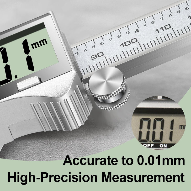 Vernier Calliper, Digital Calliper, 150 mm Calliper, Digital Stainless Steel with LCD Screen, Electronic Caliper Measuring Tools, Splash Protection, Dust Protection for Household and Industrial