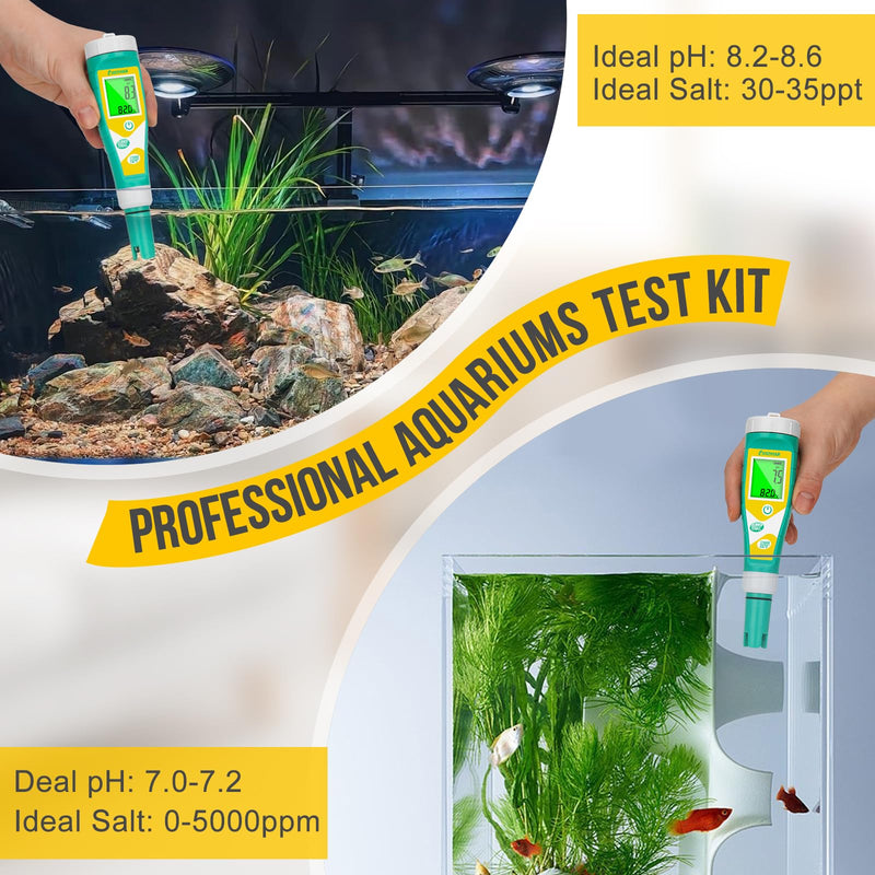 [Australia - AusPower] - UIUZMAR Pool Salt pH Tester Upgrade pH and ORP Meter Accurate Consistent Pool Water for pH, Salinity, ORP, TDS, EC, Temp Tester pH PPM and EC Tester for Hydroponics, Aquariums, Pool, Spa 6 in 1 Meter 