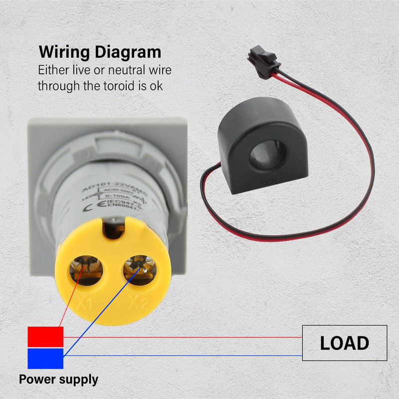 [Australia - AusPower] - LED Voltage Display Panel Mount Volt Amp Meter, AD101-22VAMS 22mm Square Voltmeter and Ammeter, AC50-500V Voltage and 0-100A Current Meter, Yellow (3 Pack) 3 Pack 