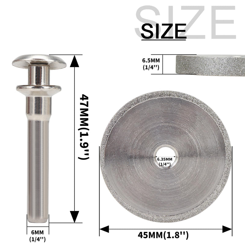 2Inch Diamond Grinding Wheel, High Speed Steel Tools with 1/4" Mounting Mandrel for Drill/Die Grinder, Sharpening Wheel Ideal for Sharpening Wood-Turning Tools, Chisels, Carbide and More 6mm Diamond Grinding Set