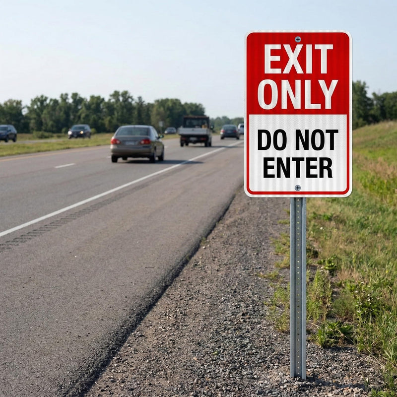 OLANZU (2 Packs) Exit Only Do Not Enter Sign - 12x18 Inches - Engineer Grade Reflective, Honeycomb Pattern, 40 Mil Thick Rust-Free Aluminum, High Visibility Safety Sign for Road, Facility & Traffic Control
