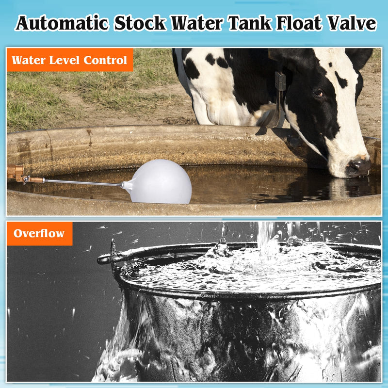 [Australia - AusPower] - Float Valve 1/2 inch Brass Float Ball Valve Adjustable Arm for Livestock Water Trough Stock Tank Auto Fill for Automatic Waterer Aquarium Fountain Pool Pond Water Level Control 