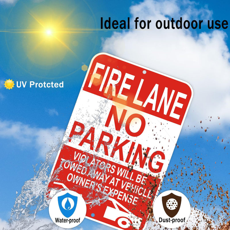 Fire Lane No Parking Sign, 12 x 18 Inches, Reflective, Weather-Resistant, Pack of 2 red and white-12"x18" - 1Pack