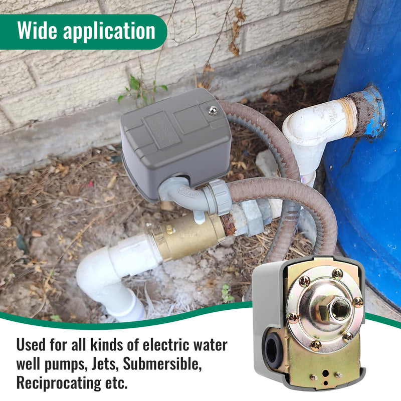 [Australia - AusPower] - Pressure Switch 9013FSG2J24, Pressure Switch Well Pump 40/60 Psi Adjustable Differential, 1/4" Female NPT Water Pump Pressure Control Switch with Low Pressure Cut-Off 