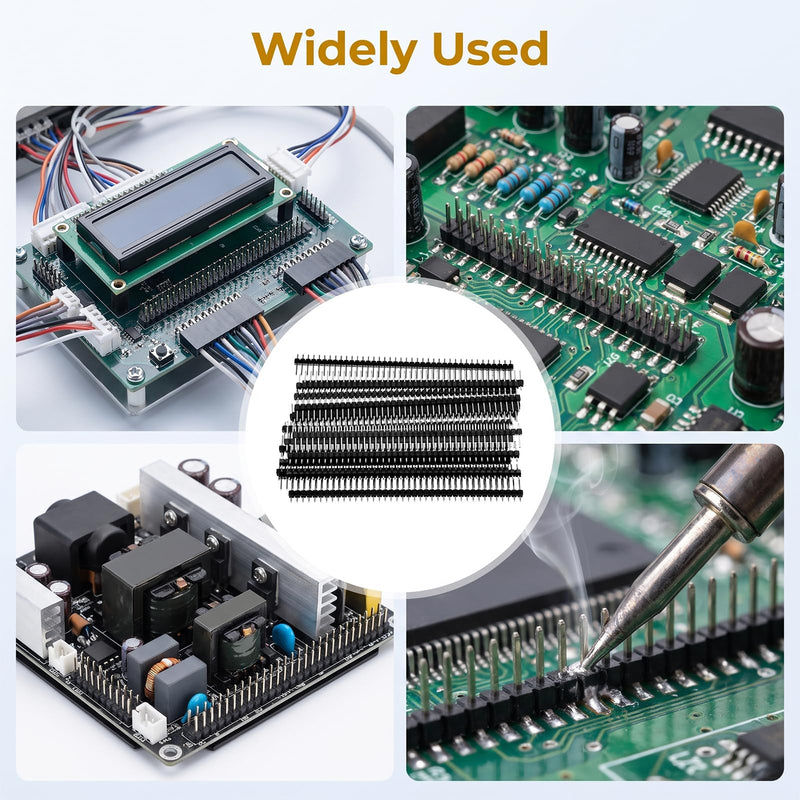 Amaxiu 20 pieces 2.54 mm breakaway board 40 pin header | Single Row Pin Header, Male and Female Pins Header, PCB Soldering Pin for Hole Grid Board Circuit Boards, Breadboards