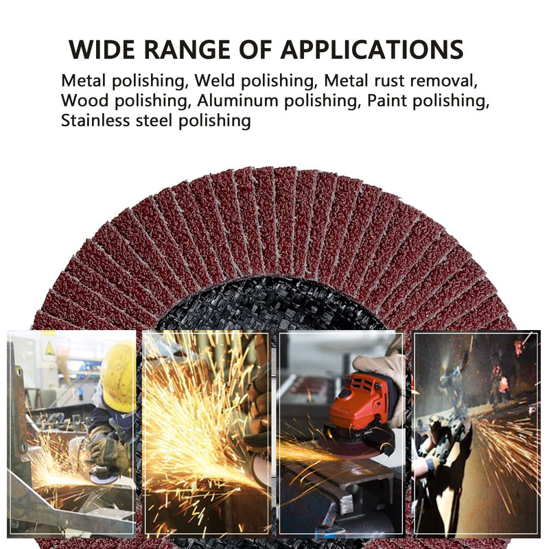 10 PCS Flap Discs 4 1/2 for Angle Grinder 120 Grit Grinding Disc for Angle Grinder Abrasive Grinding Wheel Flap Disc for Sanding, Stock and Rust Removal, Finishing, Grinding, Deburring 10pcs-120grit