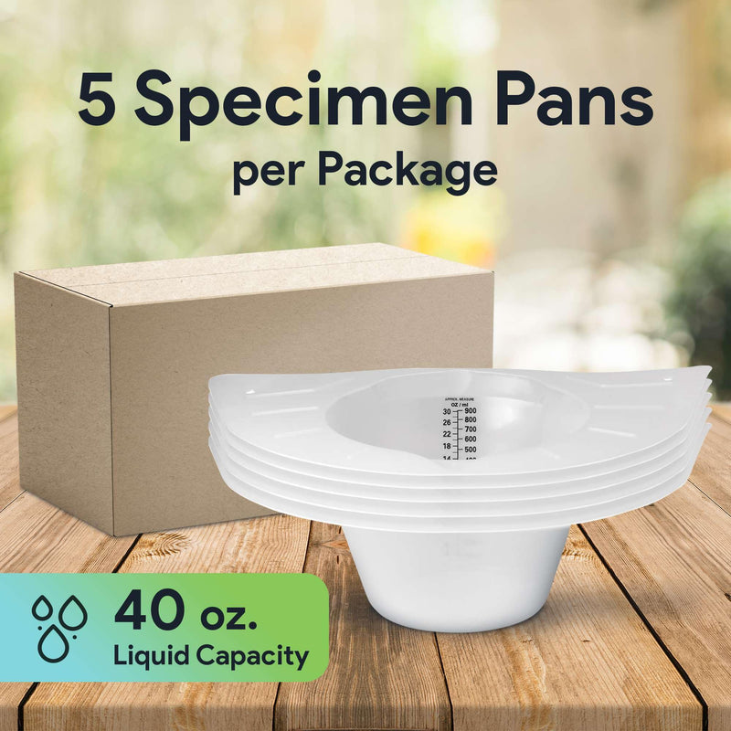 [Australia - AusPower] - Urine Collection Hat for Toilet - 5 Pack of Reinforced Ribbing Specimen Pans with Wide Brim Wings - Urine and Stool Collector 