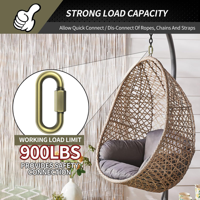 [Australia - AusPower] - 2.3" Chain Quick Links, 5 Pcs 1/4" Marine Grade Screw Chain Links, Large Opening Chain Connector Chain Coupler, 900 Lbs Capacity 2.3 Inch, 5 Pack 