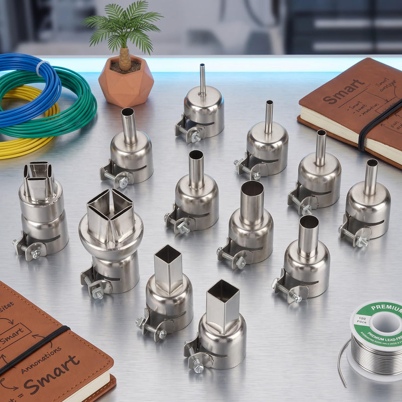 LiebeWH Hot Air Nozzle Set, 12 Pieces, Various Shapes, Steel, for 850 | Replacement of old attachments, various sizes, protects against heat, improves soldering results, for soldering workshops
