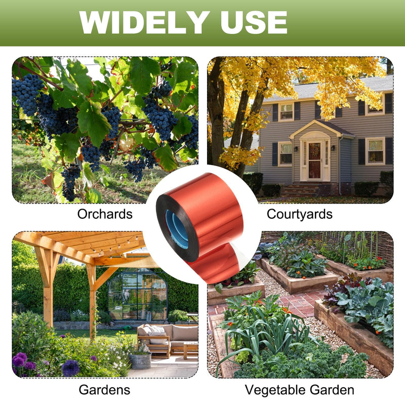 MECCANIXITY 328ft Long 2" Wide Red Dual Side Reflective Holographic Flash Bird Scare Tape Ribbon to Keep Birds Away, Hang Tie on Garden Farm Orchards Balcony Patio Yard Fence 328ft x 1.89in
