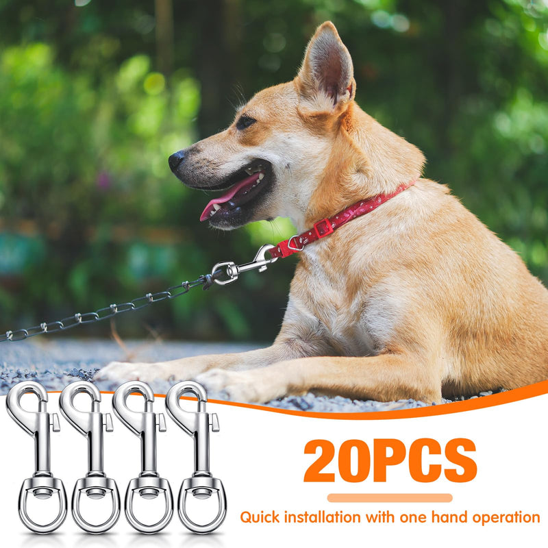 [Australia - AusPower] - Swivel Snap Hooks for Dog Leash Heavy Duty 2.76 Inch Flag Hooks Clasp Single Ended Clip Hooks Multipurpose Bolt Snap for Keychain Camera Strap Linking Pet Leash (20) 20 