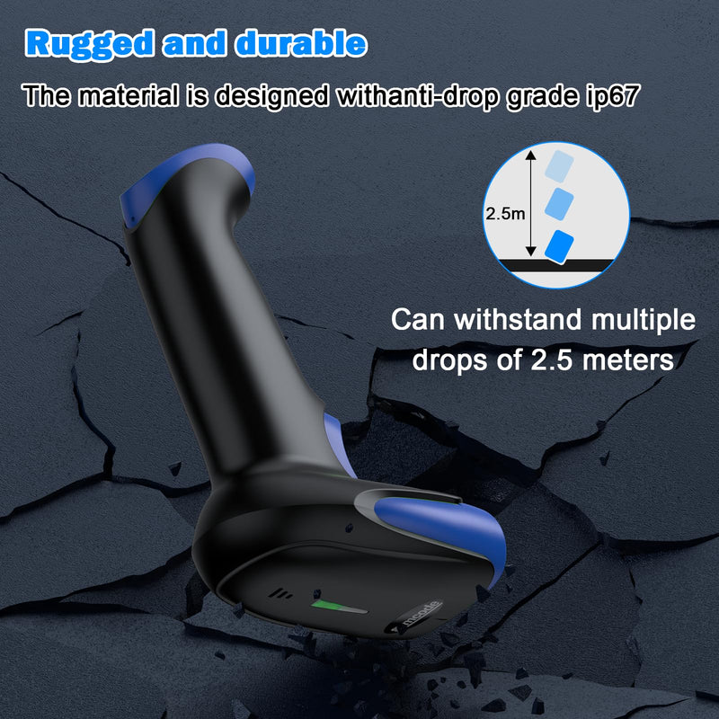 Symcode Wireless Bluetooth Barcode Scanner,3-in-1 Bluetooth & USB Wired & 2.4G Wireless Barcode Reader Scanner 2D 1D QR Code Automatic Fast Precise Bar Code Scanner for Phone Laptop Tablet Blue