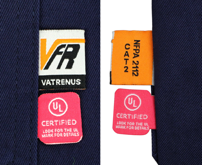 VATRENUS FR Shirt High Visibility Pearl Snaps7.5oz 100% Cotton CAT2 Flame Retardant Hi Vis Reflective Safety Shirt Medium Navy