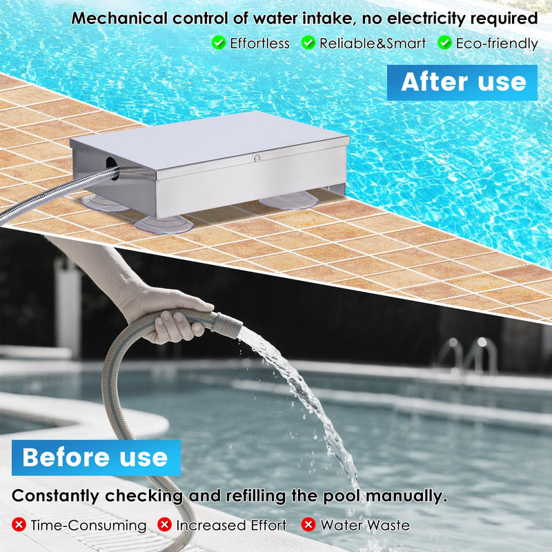 [Australia - AusPower] - Automatic Pool Filler Water Leveler Auto Fill Pool Waterfall Water Level Control with Float Valve for Swimming Pool Spa Pond Pool Auto Fill (Silvery) Silvery 