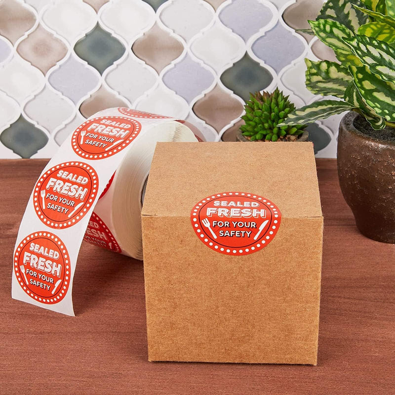 [Australia - AusPower] - Stockroom Plus 1000-Pieces of Tamper Evident Labels Roll for Food Delivery - 2" Round Sealed for Your Safety Stickers - Tape for Restaurant Packages, Diners, Business Labeling - Tamper Seal Stickers 