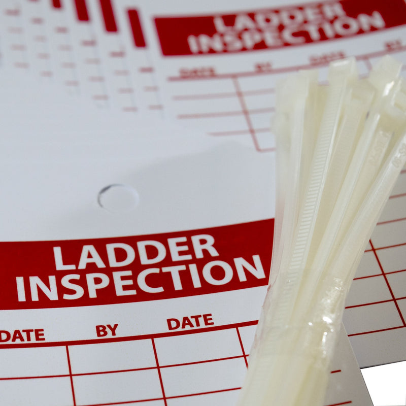 NMC RPT168 Accident Prevention Tag, "LADDER INSPECTION", 3" Width x 6" Height, Unrippable Vinyl, Red on White (Pack of 25)
