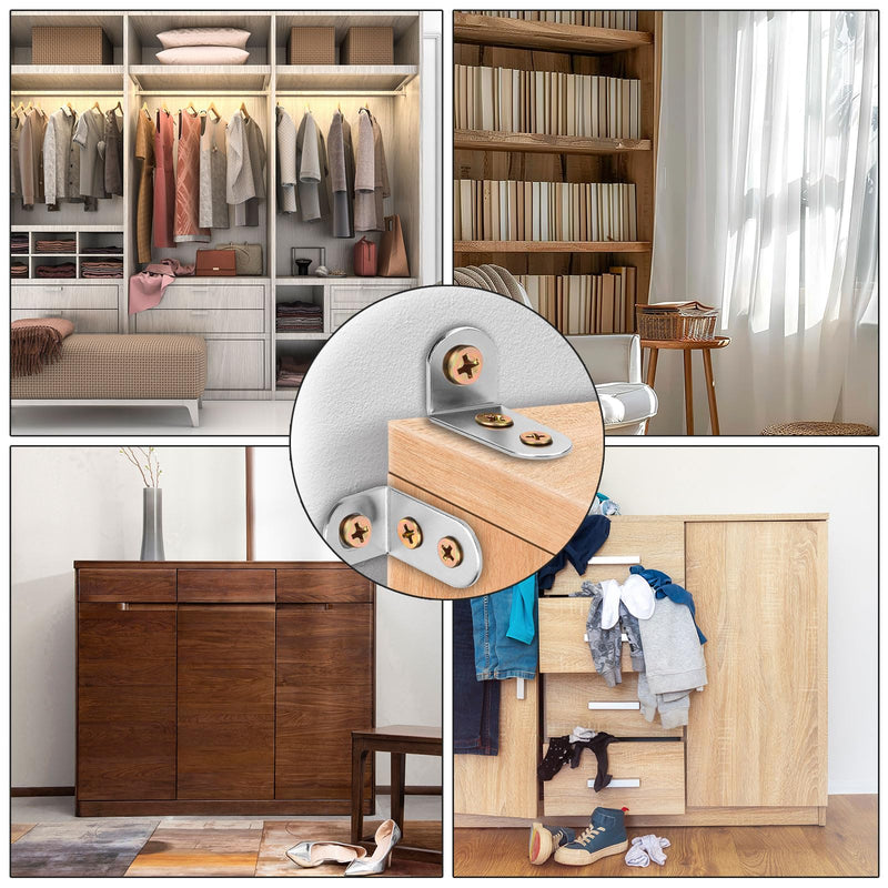 [Australia - AusPower] - 24pcs Furniture Anchors, Anti-Tip Furniture Anchors Stainless Steel Furniture Wall Anchor Falling Furniture Straps Prevention Furniture Anchors for Baby Proofing Safety 