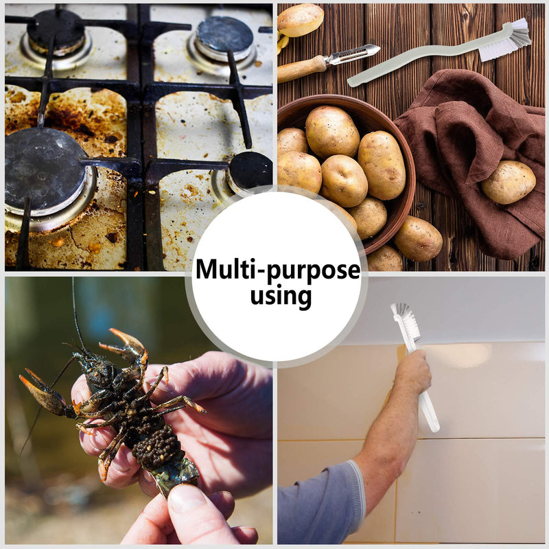 [Australia - AusPower] - Patelai 4 Pieces Cleaning Brush Sets Small Scrub Brush Household Use for Cleaning Bottle Sink Kitchen Sink Corner Dish Edge Grout Bathroom Sliding Door Window Track(White, Blue) White, Blue 
