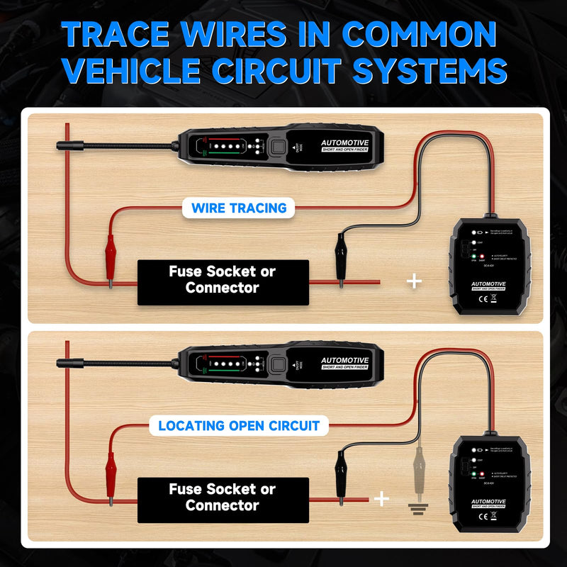 VSTM Wire Tracer Automotive Electrical Open & Short Finder, Circuit Breaker Finder, Circuit Tester, Fault Probe Cable Tracker, DC 6-42V Electrical Circuit Diagnostic Tool Black