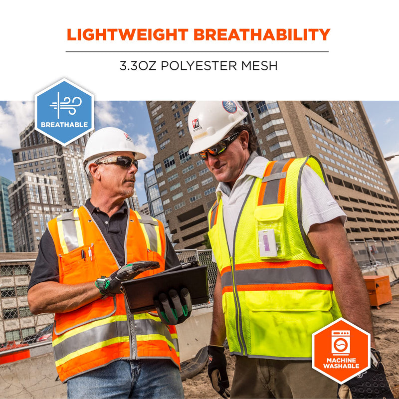 Ergodyne GloWear 8246Z Two-Tone Safety Vest, High Visibility Mesh, Reflective Piping, Pockets for Storage, ID Badge Holder Lime 3X-Large