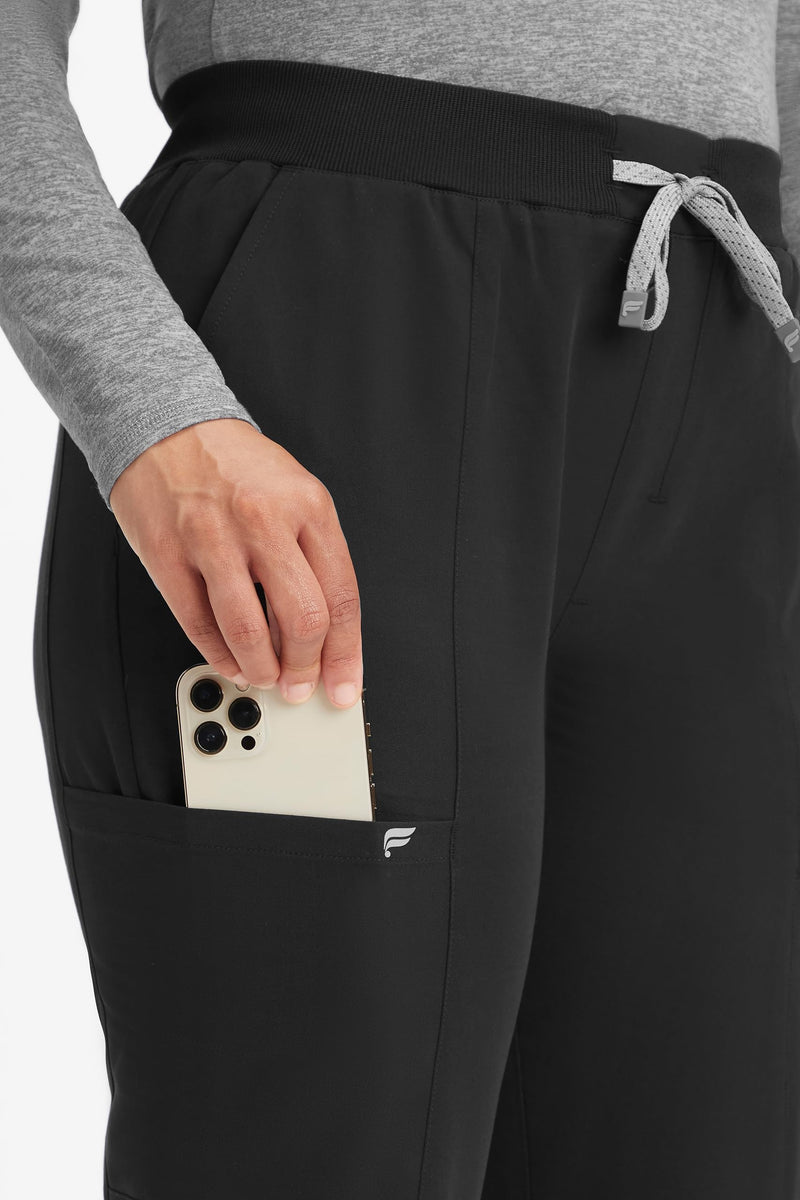 [Australia - AusPower] - Fabletics Women's Active Scrub Jogger - MotionTech, Pocket-Packed, Lightweight, Wrinkle-Resist, Semi-Slim Fit Regular Large Black 