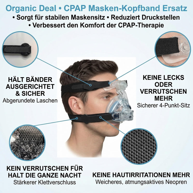 Pack of 2 Universal Cpap Headband - Mask & Clips Not Included | Universal mask strap for CPAP therapy for sleep apnea - soft neoprene material, no chin strap sleep apnea - headband 2 pieces (pack of 2)