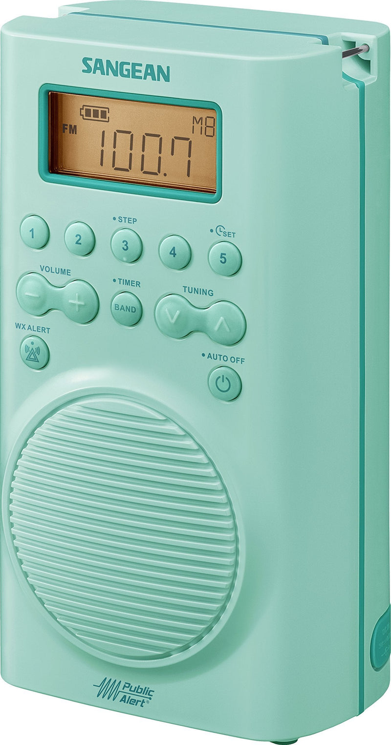 [Australia - AusPower] - Sangean H205TQ AM/FM Weather Alert Waterproof Shower Radio Turquoise Single 