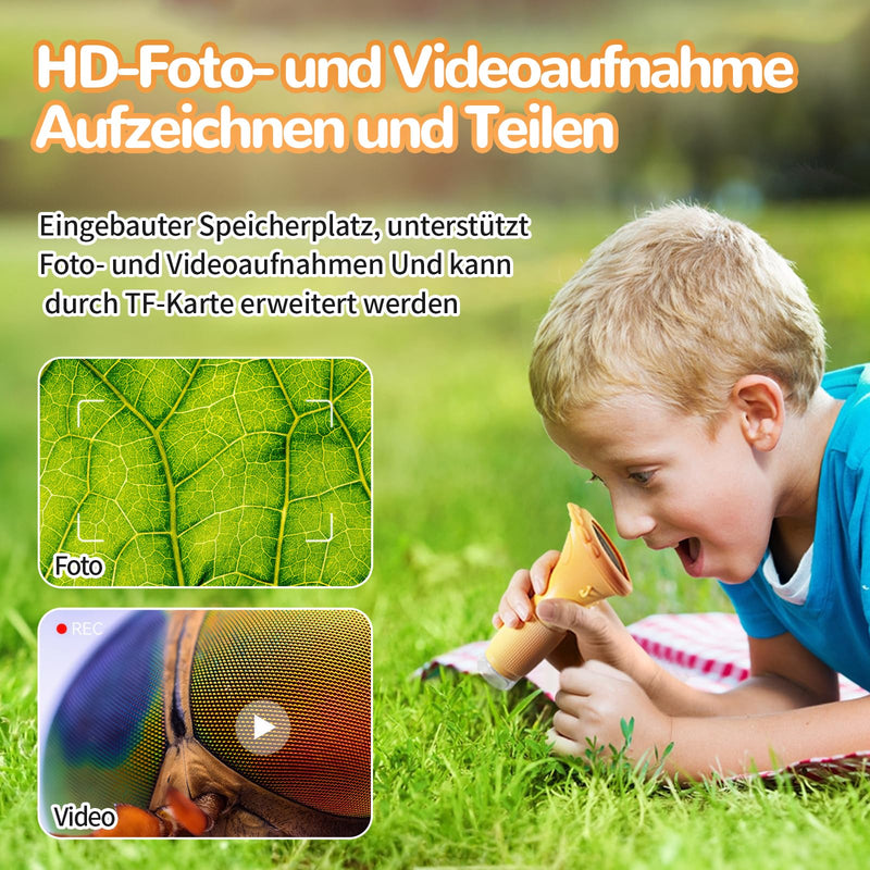 [Australia - AusPower] - Digital Microscope for Children, 2.0 Inch IPS Pocket Microscope Children USB & LED Lights, Connection to PC, 1000x Zoom Mini Microscope Camera Gifts for Children from 3 Years 