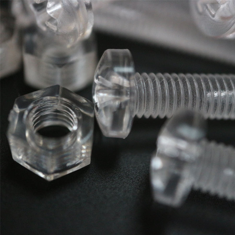 [Australia - AusPower] - Pack of 60 Transparent Clear Plastic, Pan Head, M4 x 40mm Nuts & Bolts, Washers -Acrylic Plastic Screws, (5/32 x 1 37/64 in) 