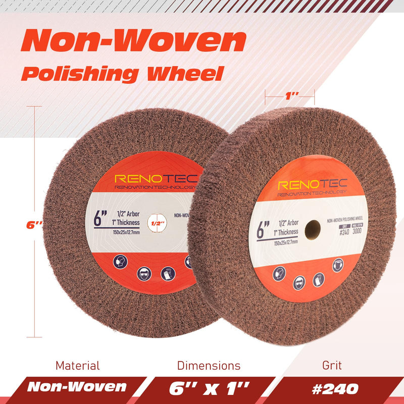 [Australia - AusPower] - 6 Inch Flap Wheel, Non-Woven Polishing Wheel (Grit240) Non woven Grit240 