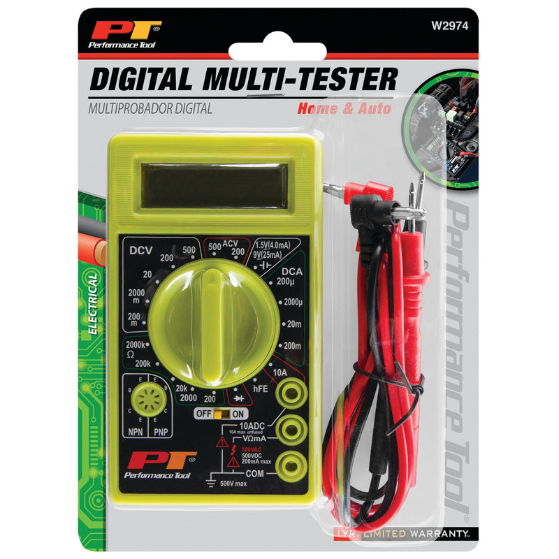 [Australia - AusPower] - Performance Tool W2974 Digital Multimeter Tester 2000 Counts with AC DC Voltmeter and Ohm Volt Amp Meter, Measures Voltage, DC Current Measurement, Automatic Zero Adjust, 9V Battery Included Other Digital Tester (Pack of 2) 