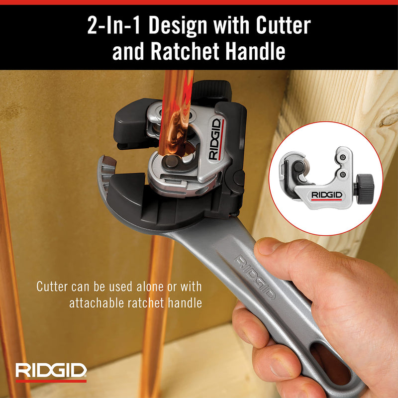 RIDGID 32573 Model 118 2-in-1 Close Quarters Tubing Cutter for 1/4" to 1-1/8" Copper, Brass, and Aluminum Tubing, Compact tubing cutter with AUTOFEED 13 x 6.75 x 2 inches Pliers