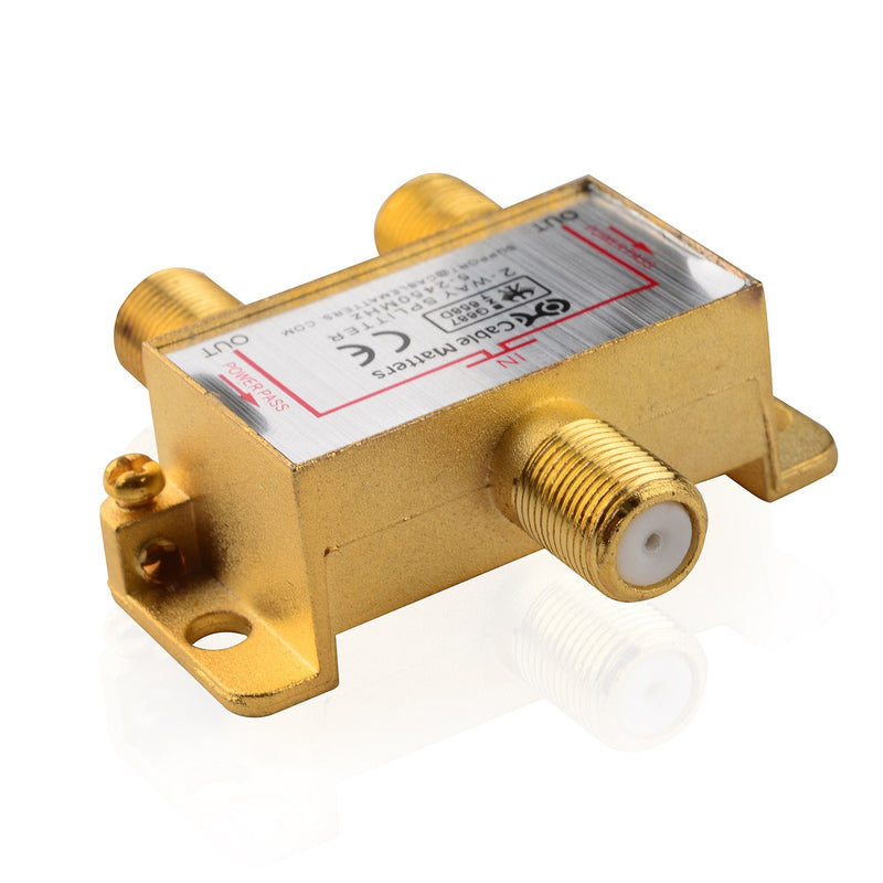 [Australia - AusPower] - Cable Matters 2-Pack 2.4 Ghz 2 Way Coaxial Cable Splitter for STB TV, Antenna and MoCA Network - All Port Power Passing - Gold Plated and Corrosion Resistant 2-Way 