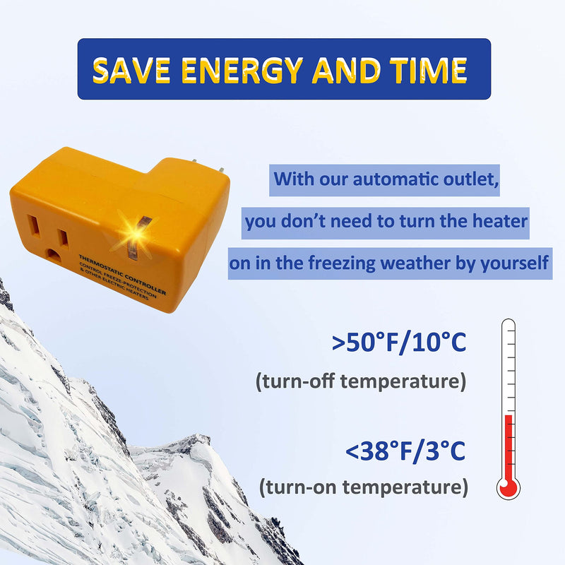 [Australia - AusPower] - MAXKOSKO 2 PCS Freeze Thermostatically Controlled Outlet，Automatically Turn On Below 38 °F and Off Over 50 °F 
