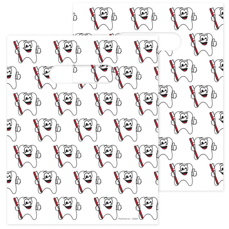 [Australia - AusPower] - Tootie Tooth Scatter Print Dental Giveaway Bags, 8" x 10", 100 Pack 