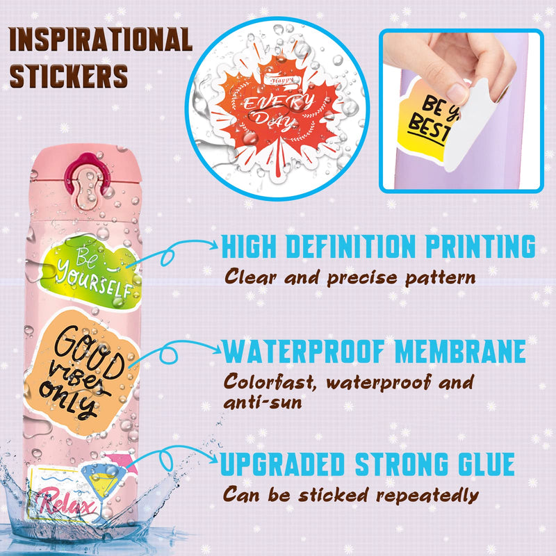 [Australia - AusPower] - Inspirational Stickers,150Pcs Motivational Stickers for Water Bottles Positive Quote Stickers for Journaling Scrapbook Aesthtic Waterproof Vinyl Laptop Stickers for Teens Adults Kids Teachers Red Green Blue Black Pink Yellow White Orange 