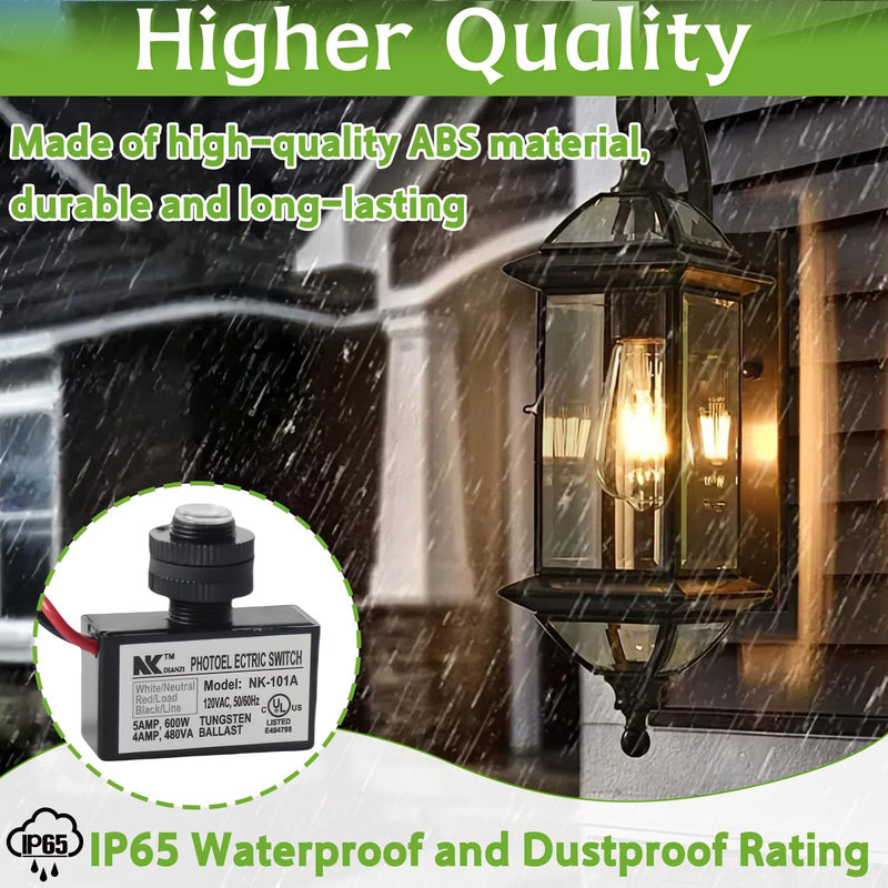 [Australia - AusPower] - 2-Pack 105V-130V AC Photocell Light Sensors，Automatic Dusk-to-Dawn Illumination Switches - Weatherproof，Fit for Outdoor Lighting， Photoelectric Controls with Sunrise & Sunset Detection 