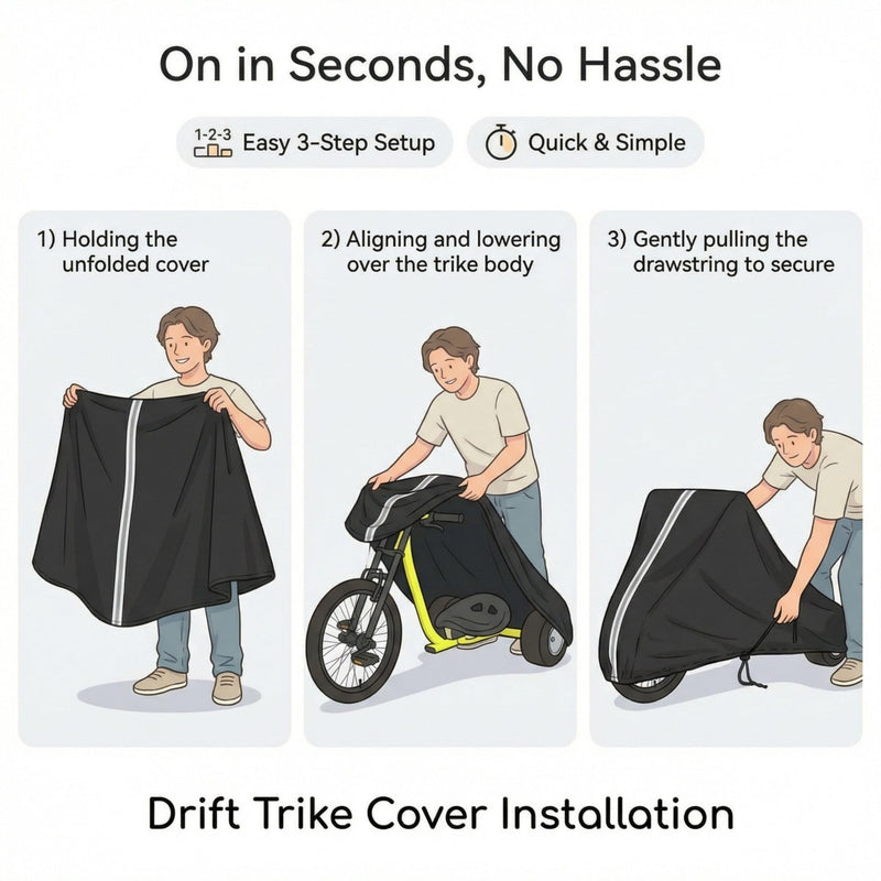 [Australia - AusPower] - Drift Trike Cover, Fits Razor DXT Drift Trike, Dimensions 60L × 32W × 30H In, Made From 600D High-Strength Silver-Coated Waterproof Oxford Fabric, Dustproof and Waterproof, Includes Storage Bag 