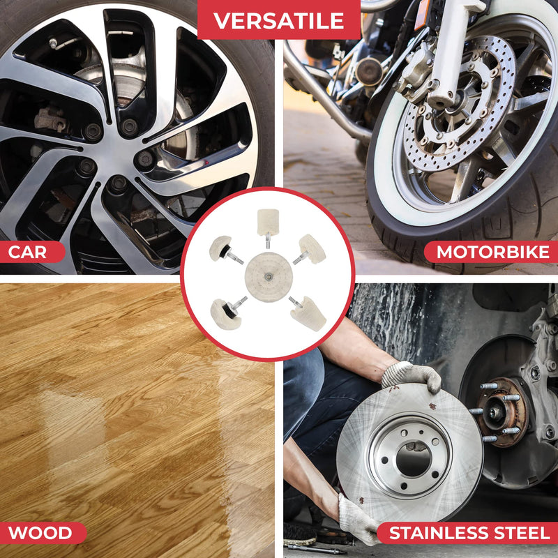 [Australia - AusPower] - GADLANE Polishing Wheel - 6pcs Polishing Pads, Buffing Wheel For Metal, Aluminium, Stainless Steel, Chrome, Glass & DIY Projects - Drill Buffer Attachment (Drill Not Included) 