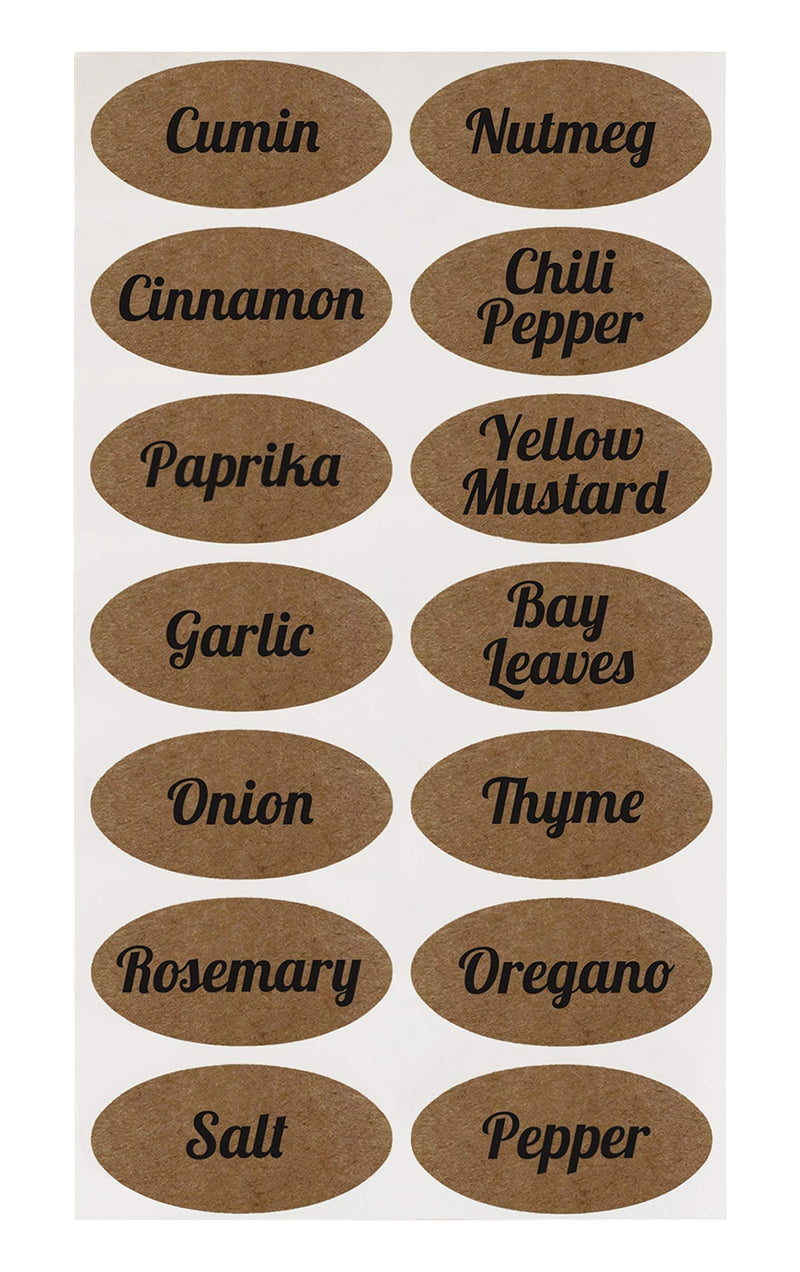 ChromaLabel 1 x 2 Inch Oval Kraft Labels, Imprinted, 112 Stickers per Pack, Assorted Spices 1" x 2"