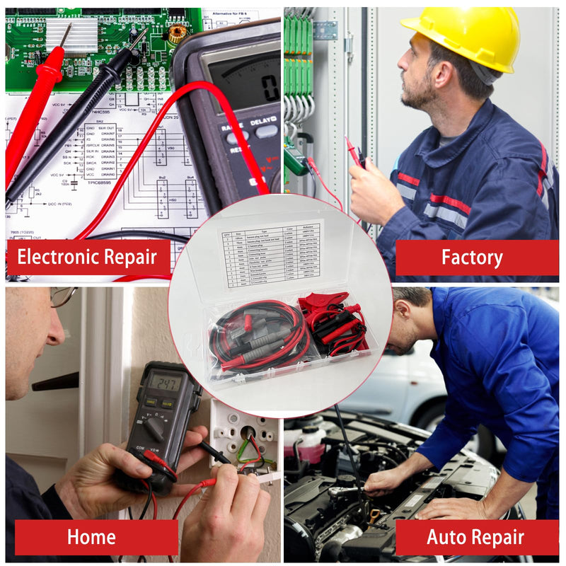 [Australia - AusPower] - 24 Pcs Multimeter Test Leads Set with Alligator Clips, insulation piercing test clip and Test Probes 1000V 10A CAT III for Fluke, KAIWEETS, INNOVA Multimeter, Voltmeter, Clamp Meter 24 