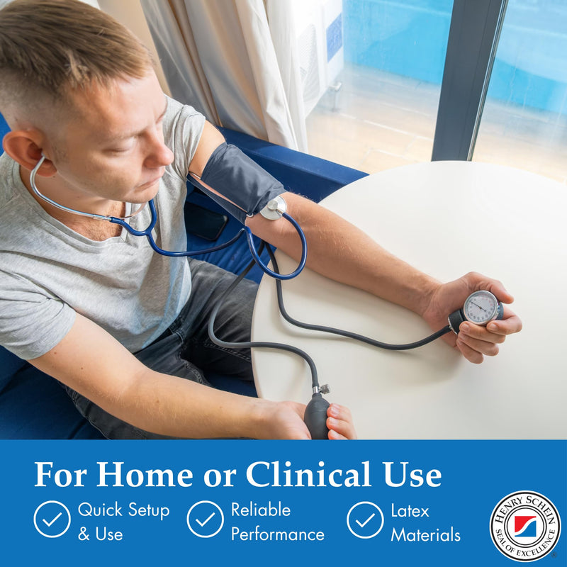 [Australia - AusPower] - Adult Pro Aneroid Sphygmomanometer – Size 11 Navy Blue Cuff, Manual Blood Pressure Monitor, Reusable, Dial Display, Includes Leatherette Carrying Case – 1 Count Adult (Size 11) 