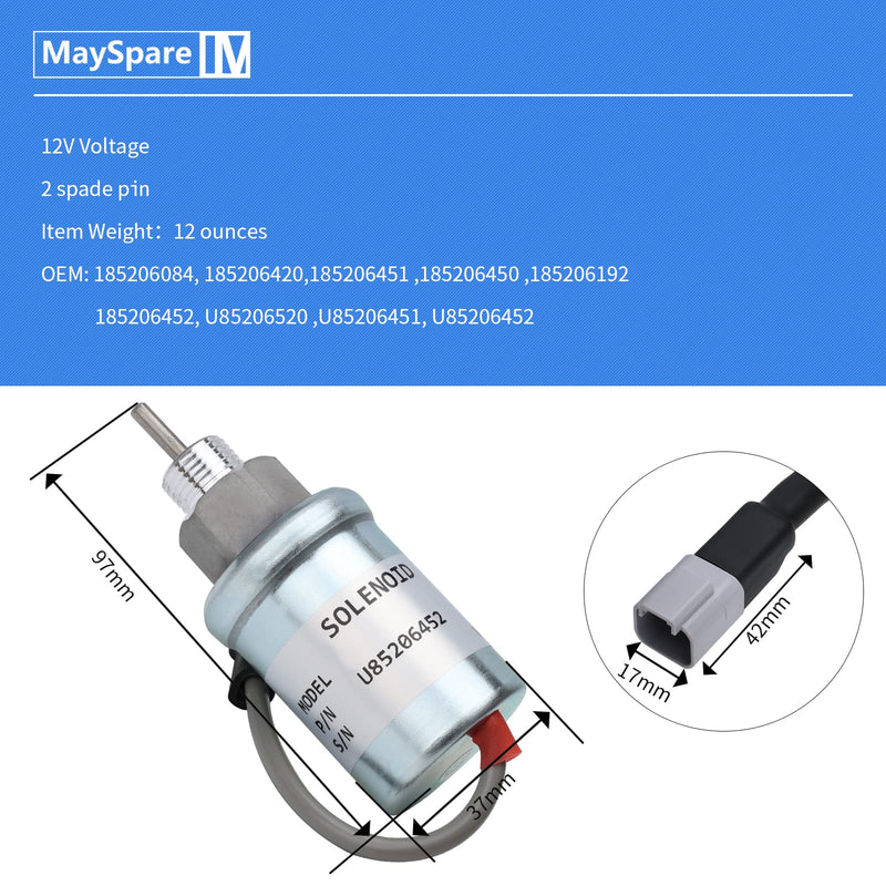 [Australia - AusPower] - MaySpare U85206452 Fuel Shut Off Solenoid For Caterpillar Cat 3024 Perkins HL403C-15 HR404C-22T 402D 403D 404D 404C 403C 