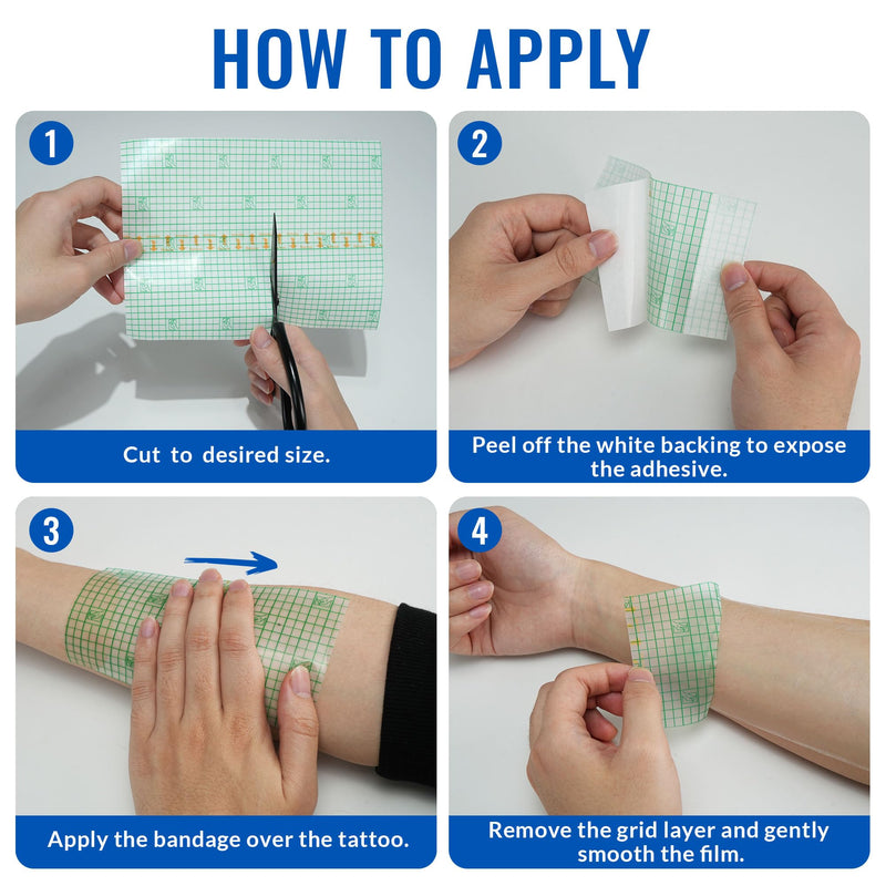 LotFancy Tattoo Aftercare Bandage, 6” x 2 yd Roll, Waterproof Tattoo Wrap for Second Skin Healing, New Tattoo Protection & Wound Care, Sterile Transparent Film Dressing, Hypoallergenic, Latex-Free 6in x 2 Yards