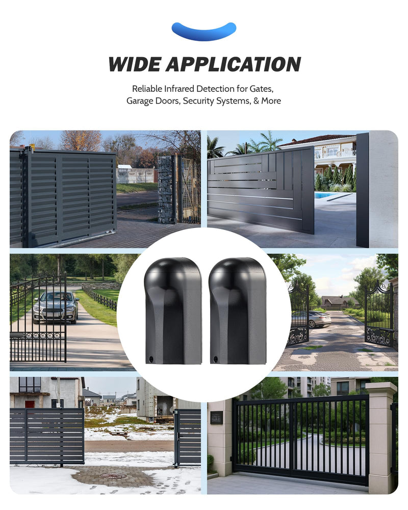 [Australia - AusPower] - ZUMI Infrared Sensor Kit for Gate Opener, Outdoor Gate Sensors Photocell IR Beam, Infrared Beam Safety Sensors Motion Detectors for Automatic Swing Sliding Gates Garage Doors Security Systems 