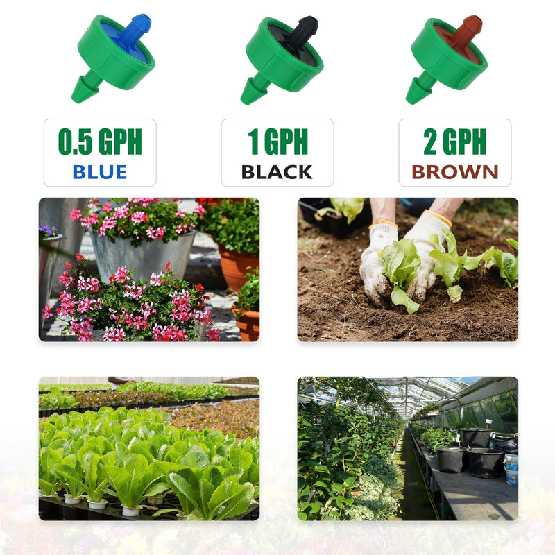 [Australia - AusPower] - 0.5 GPH Drip Irrigation Emitters Pressure Compensating Drippers Constant Flow Heads Parts Garden Flower Pots Plants Systems Dig Kit for 1/4 Inch Watering Tubing Line 50-Pack, 1/2 GPH 0.5 GPH 