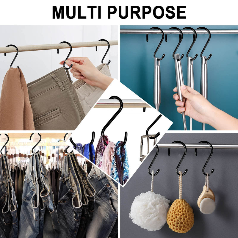 [Australia - AusPower] - DINGEE 4 Inch 12 Pack S Hooks for Hanging Heavy Duty, Large S Hooks,Rubber Coated Plants Hooks for Hanging, Black Non Slip Metal S Hooks for Closet,Garden, Jeans Plants Jewelry Pot Pan Cups Towels 4 Inch-12 Pack 