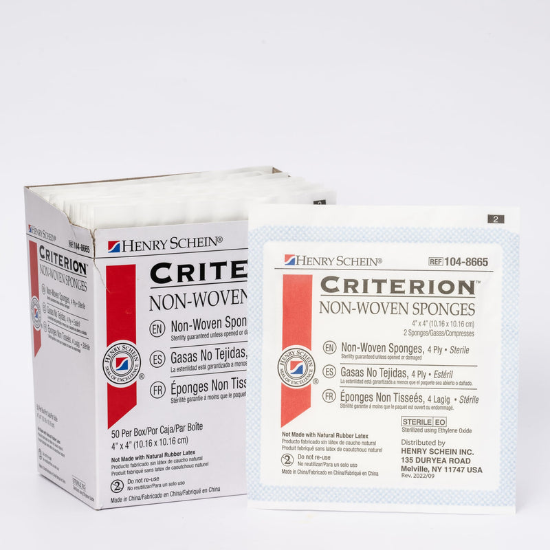 [Australia - AusPower] - Criterion 4x4 Non-Woven Sponge- Rayon/Polyester Blend, 4-Ply, Sterile- 50/PK 50 Count (Pack of 1) 