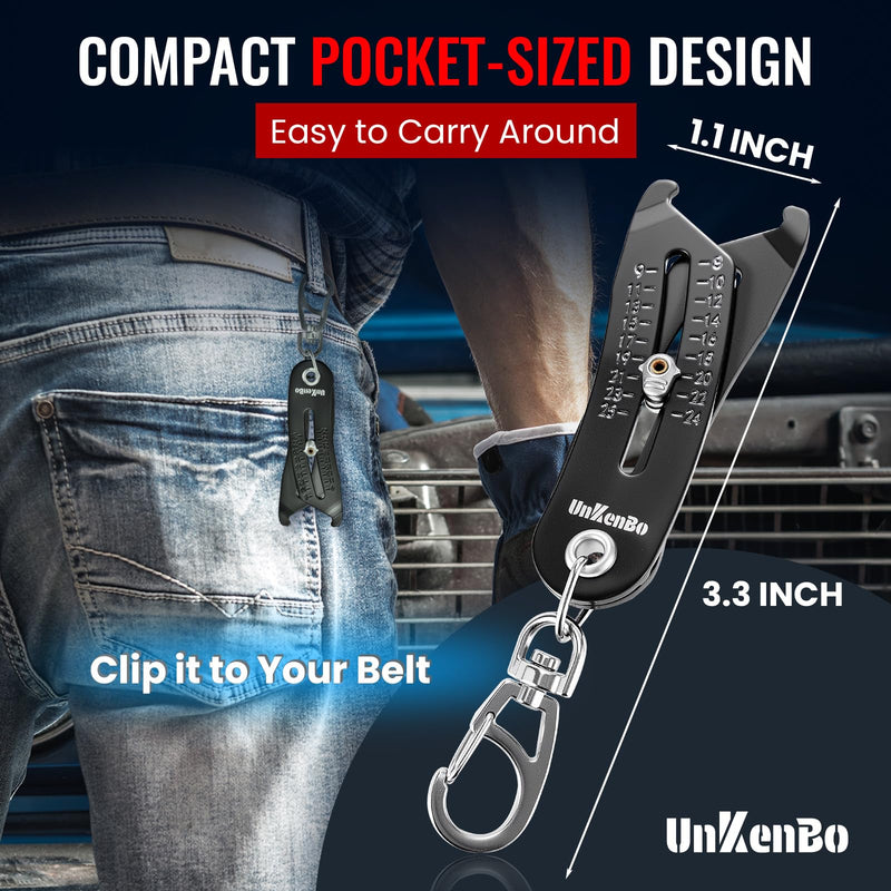 [Australia - AusPower] - UNKENBO® Bolt Size Finder Tool Keychain - 2.0 New Upgraded Bolts & Nuts Head Size Gauge SAE 5/16" to 1" & Metric 8mm to 25mm, Handy Bolts Nuts Head Measuring Tool Gifts for Men (Matte Black) Matte Black 
