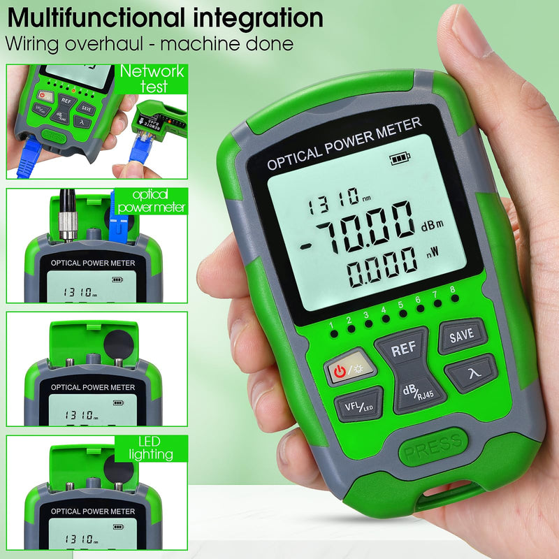 [Australia - AusPower] - Rechargeable Optical Power Meter A-MC70-30 (-70~+10dBm) mini Fiber Cable Tester for SC/FC/ST/LC Interface 4-in-1 Function with Fiber Test Pen 30 & RJ45 LED Equipped with 1 FC-LC Adapter 